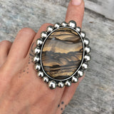 Huge Blue Biggs Bubble Ring or Pendant- Sterling Silver and Rare Blue Biggs Jasper- Finished to Size