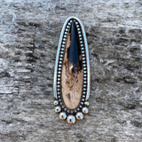 Large Petrified Palm Root Talon Ring or Pendant- Sterling Silver and Petrified Wood- Finished to Size