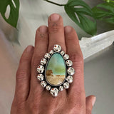 Huge Endless Summer Bubble Ring or Pendant- Sterling Silver and Blue Opal Petrified Wood- Finished to Size