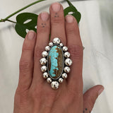 Large Bubble Ring or Pendant- Sterling Silver and Royston Turquoise- Finished to Size