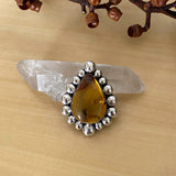 Large Amber Bubble Ring- Sterling Silver and Mayan Amber - Finished to Size