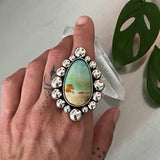 Huge Endless Summer Bubble Ring or Pendant- Sterling Silver and Blue Opal Petrified Wood- Finished to Size
