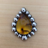 Large Amber Bubble Ring- Sterling Silver and Mayan Amber - Finished to Size