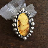 Large Amber Bubble Ring- Sterling Silver and Mayan Amber - Finished to Size