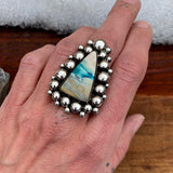 Blue Opal Petrified Wood Super Bubble Ring or Pendant- Sterling Silver and Indonesian Opalized Wood- Finished to Size