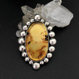 Large Amber Bubble Ring- Sterling Silver and Mayan Amber - Finished to Size