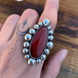 Large Rosarita Bubble Ring- Sterling Silver and Red Rosarita- Finished to Size or as a Pendant
