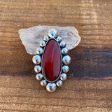 Large Rosarita Bubble Ring- Sterling Silver and Red Rosarita- Finished to Size or as a Pendant