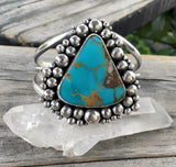 Huge Royston Turquoise Cuff Bracelet- Sterling Silver and Royston Turquoise Bubble Cuff- Statement Cuff