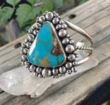 Huge Royston Turquoise Cuff Bracelet- Sterling Silver and Royston Turquoise Bubble Cuff- Statement Cuff