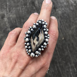 Large Petrified Palm Root Super Bubble Ring- Sterling Silver and Palm Root- Finished to Size