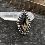 Large Petrified Palm Root Super Bubble Ring- Sterling Silver and Palm Root- Finished to Size