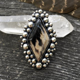 Large Petrified Palm Root Super Bubble Ring- Sterling Silver and Palm Root- Finished to Size