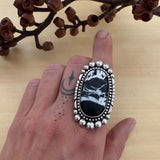 Large White Buffalo Statement Ring or Pendant- Sterling Silver- Finished to Size