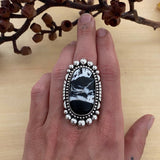 Large White Buffalo Statement Ring or Pendant- Sterling Silver- Finished to Size