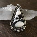 Celestial White Buffalo Statement Ring- Sterling Silver and White Buffalo - Finished to Size or as a Pendant
