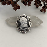 Large White Buffalo Overlay Ring or Pendant- Sterling Silver- Finished to Size