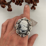 Large White Buffalo Overlay Ring or Pendant- Sterling Silver- Finished to Size