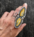 Huge Two-Stone Bumble Bee Jasper Ring- Sterling Silver and Bumblebee Jasper- Finished to Size