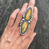 Huge Two-Stone Bumble Bee Jasper Ring- Sterling Silver and Bumblebee Jasper- Finished to Size
