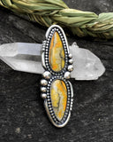 Huge Two-Stone Bumble Bee Jasper Ring- Sterling Silver and Bumblebee Jasper- Finished to Size