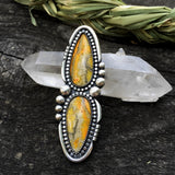 Huge Two-Stone Bumble Bee Jasper Ring- Sterling Silver and Bumblebee Jasper- Finished to Size