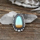 Blue Opal Petrified Wood Ring or Pendant- Sterling Silver and Indonesian Opalized Petrified Wood- Finished to Size