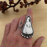 Large White Buffalo Celestial Ring or Pendant- Sterling Silver- Finished to Size