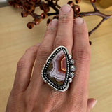 Large Agua Nueva Agate and Sterling Silver Celestial Ring or Pendant- Finished to Size