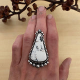 Large White Buffalo Celestial Ring or Pendant- Sterling Silver- Finished to Size