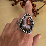 Large Agua Nueva Agate and Sterling Silver Celestial Ring or Pendant- Finished to Size