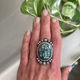 Large Webbed Variscite Celestial Ring or Pendant- Sterling Silver and Poseidon Variscite- Finished to Size