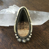 Celestial Petrified Palm Root Ring- Sterling Silver and Petrified Palm- Finished to Size
