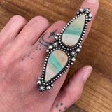 Huge Celestial Double Blue Opal Petrified Wood Ring or Pendant- Sterling Silver and Indonesian Opalized Petrified Wood- Finished to Size