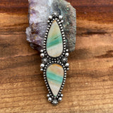 Huge Celestial Double Blue Opal Petrified Wood Ring or Pendant- Sterling Silver and Indonesian Opalized Petrified Wood- Finished to Size