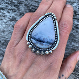 Huge Dendritic Opal Celestial Ring- Sterling Silver and Dendritic Opal- Finished to Size or as a Pendant