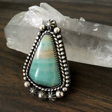 Celestial Blue Opal Petrified Wood Ring or Pendant- Sterling Silver and Indonesian Opalized Petrified Wood- Finished to Size