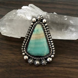 Celestial Blue Opal Petrified Wood Ring or Pendant- Sterling Silver and Indonesian Opalized Petrified Wood- Finished to Size