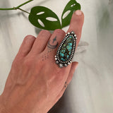 Large Turquoise Celestial Ring or Pendant- Sterling Silver and Bao Canyon Turquoise- Finished to Size