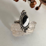 Celestial White Buffalo Ring- Size 7- Hand Stamped Sterling Silver