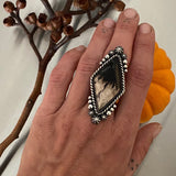 Large Diamond Shaped Celestial Ring or Pendant- Petrified Palm Root and Sterling Silver- Finished to Size