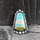 Blue Opal Petrified Wood Ring or Pendant- Sterling Silver and Indonesian Opalized Wood- Finished to Size
