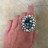 Large Poseidon Variscite Super Bubble Ring or Pendant- Sterling Silver- Finished to Size