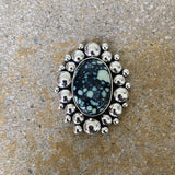 Large Poseidon Variscite Super Bubble Ring or Pendant- Sterling Silver- Finished to Size