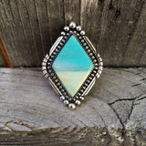 Large Blue Opal Petrified Wood Ring or Pendant- Sterling Silver and Indonesian Opalized Wood- Finished to Size