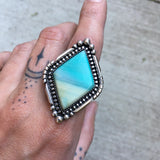 Large Blue Opal Petrified Wood Ring or Pendant- Sterling Silver and Indonesian Opalized Wood- Finished to Size
