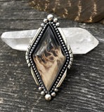 Huge Petrified Palm Root Ring- Sterling Silver and Palm Root- Finished to Size