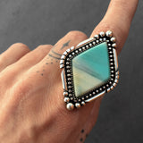 Large Blue Opal Petrified Wood Ring or Pendant- Sterling Silver and Indonesian Opalized Wood- Finished to Size