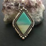 Large Blue Opal Petrified Wood Ring or Pendant- Sterling Silver and Indonesian Opalized Wood- Finished to Size