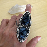 Huge Two-Stone Pietersite Ring- Sterling Silver and Pietersite- Finished to Size
